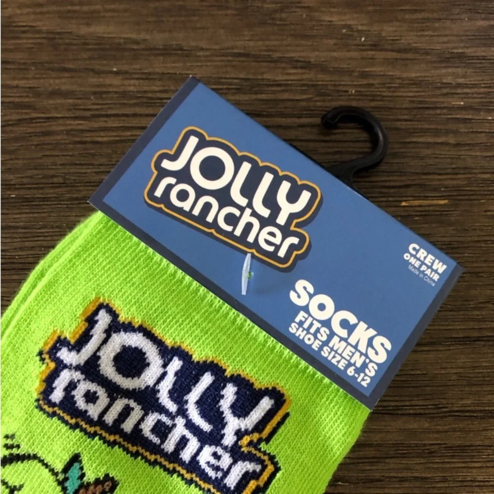Jolly Rancher Green Apple novelty men’s crew socks